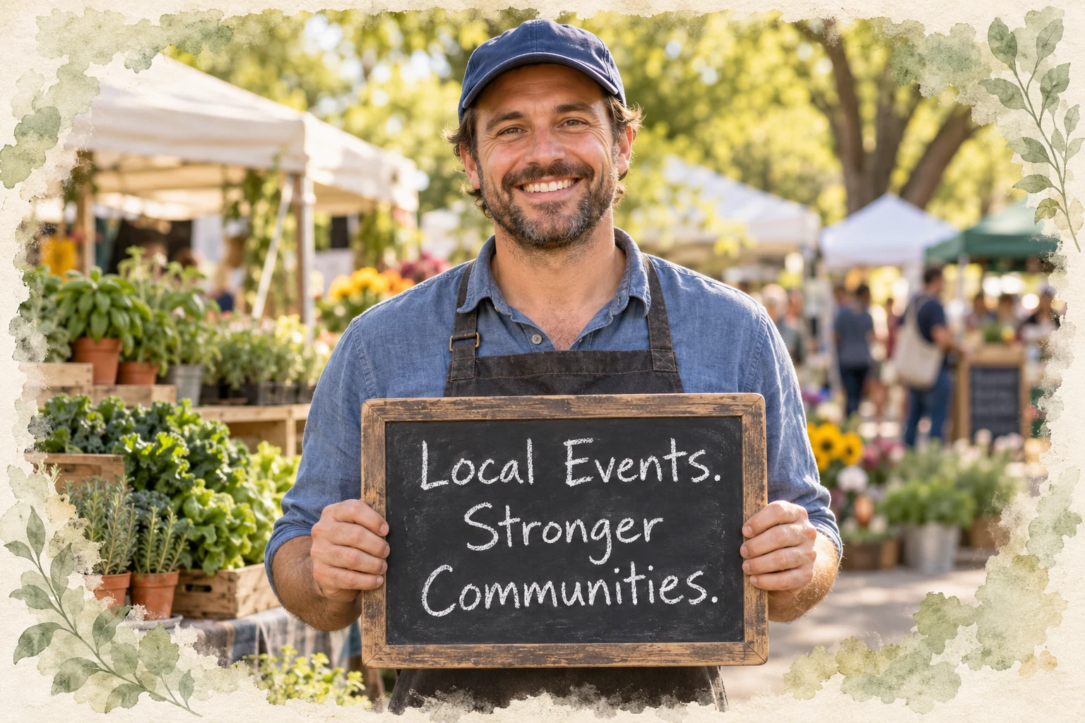 An organizer welcoming people to a community event